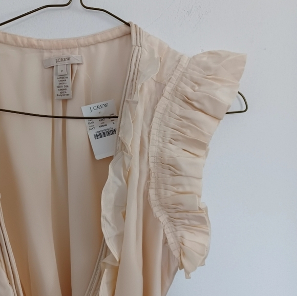 NWT J.crew Ivory Blakely Wrap Flutter Blouse with ruffles | Size 2 - Picture 7 of 14